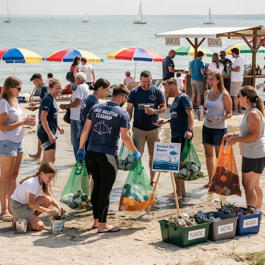 Víz alatti felvétel a búvárokról, amint felfedezik a tengeri élővilágot.